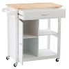 Sage Wood Kitchen Cart with Cupboard White - CorLiving - 3 of 4