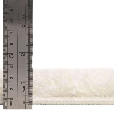 Snow White 3'3" Square Shag Rug for Easy Care and Kids' Spaces