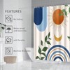 Boho Shower Curtain Set, Blue Leaf Design, 84x72 Inch with 12 Hooks - 4 of 4