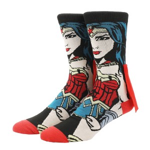 Wonder Women Adult Casual Crew Socks With Cape Attachments -OSFA - 1 of 4