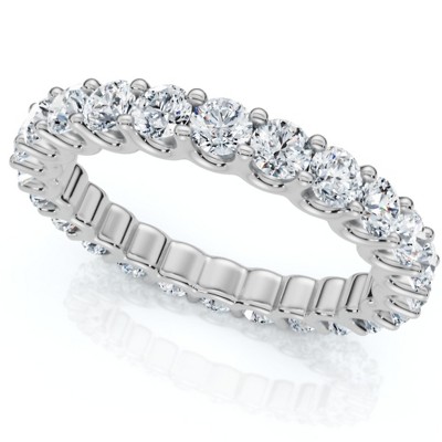 Pompeii3 1 1/2ct Lab Created Diamond Eternity U Prong Ring 10k White Gold Wedding Band