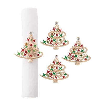 C&F Home Star Xmas Tree Napkin Ring, Set of 4