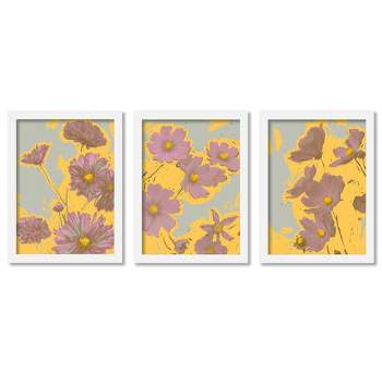 Americanflat Botanical (Set Of 3) Pop Art Floral By Jacob Green Framed Triptych Wall Art Set