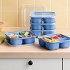 10pc (Set of 5) Plastic Divided Snack Food Storage Container Set Blue - Room Essentials™ - 2 of 3