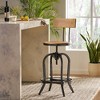 Adjustable Height Swivel Barstool with Firwood Seat and Iron Frame, Industrial Modern Design - 2 of 4