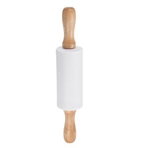Unique Bargains Silicone Smooth Wooden Handle Non-Stick Kitchen Rolling Pin - 1 of 4