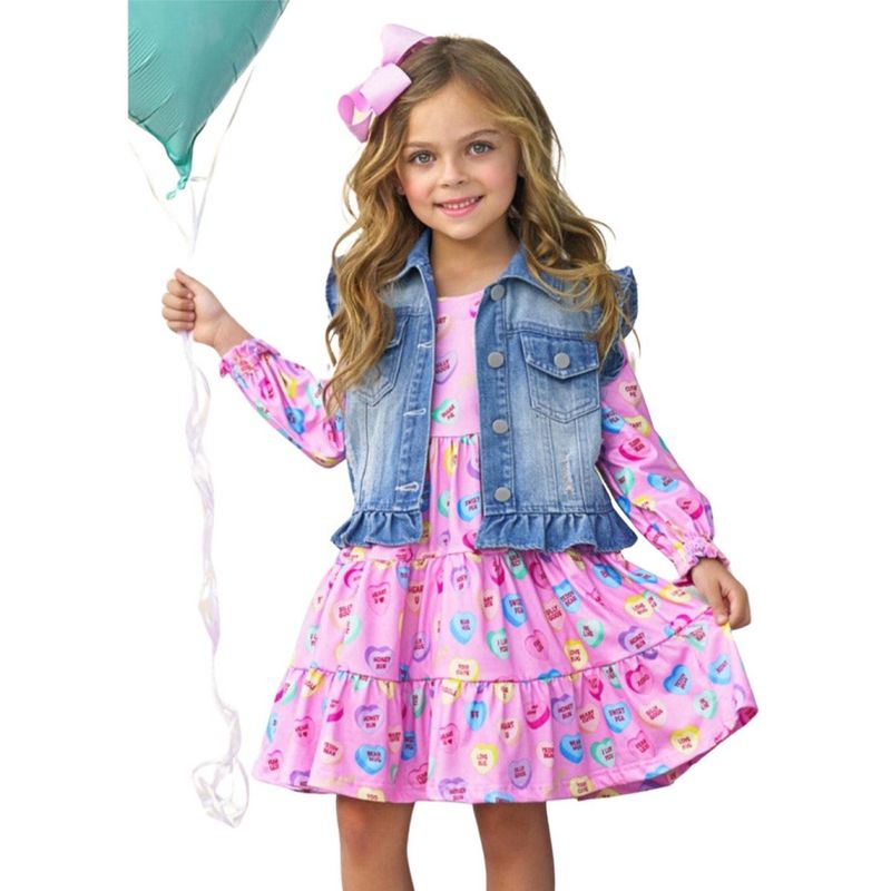 Girls Sweethearts x Mia Belle Girls Darling Valentine Vest And Dress - Mia Belle Girls, 1 of 6
