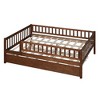 Okak Twin/Full Wooden Bed Frame with Trundle & Guardrails,Modern Platform Daybed for Kids Room,Bedroom,No Box Spring Needed - 3 of 4