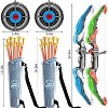 TEMI 2 Pack Set Bow and Arrow Archery Toy for Kids, LED Light Up with 20 Suction Cup Arrows Target & Quiver Ages 3-12 Years Old - 2 of 3