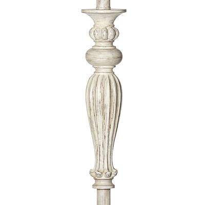 Elegant Antique White Floor Lamp with Peacock Print Shade