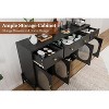 Buffet Cabinet with Storage, Wooden Buffet Cabinet with 3 Drawers & 4 Glass Doors, Coffee Bar Cabinet Buffet Table for Dinning Room, Kitchen - 3 of 4