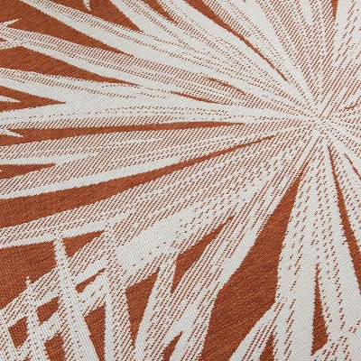 Rust and White Synthetic Flat Woven Reversible Runner Rug