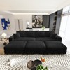 TiramisuBest 102.4" Plush Corduroy 4-Seat Sofa with 3 Ottomans, Deep Seat Cloud Couch, Convertible Lounge Sofa,Grey - 2 of 4