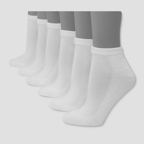 Hanes Premium Women's 6pk Cushioned Low Cut Socks - Black 5-9