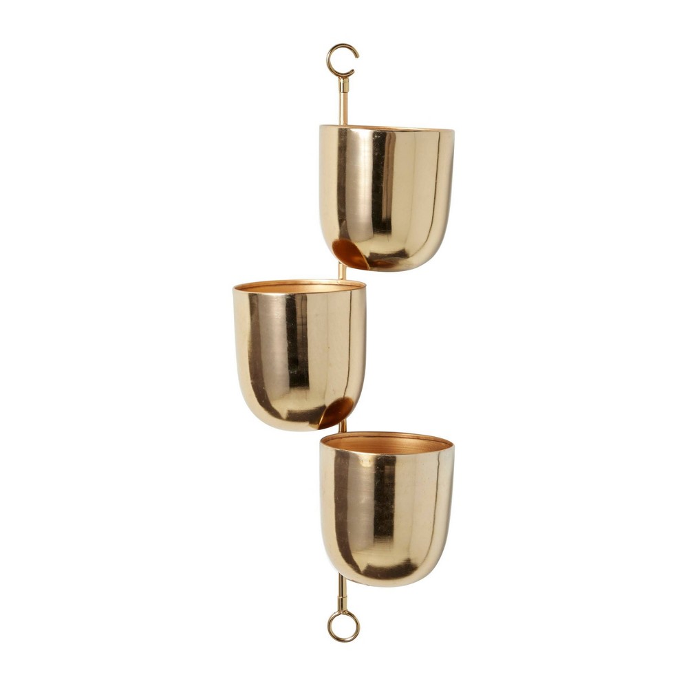 Photos - Flower Pot The Novogratz Metal Indoor Outdoor Layered Wall Planter Gold: Iron Hanging