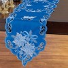 Collections Etc Blue & Silver Poinsettia & Bow Embroidered Table Linens - 2 of 3