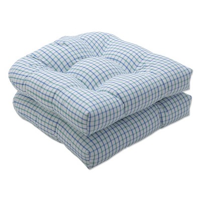 2pc Outdoor/Indoor Seat Cushion Set Nash Opal Blue - Pillow Perfect