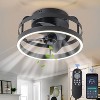 C Cattleya 12 in. Black Low Profile Color Changing LED Flush Mount with Remote and APP Smart Control Indoor Ceiling Fan with Dimmable Lighting - 2 of 4