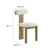 Modway Torian Upholstered Boucle Dining Chairs Set of 2 in French Oak Ivory - 3-Legged Farmhouse Kitchen Chairs Comfortable Side Chairs with Wood Legs - 3 of 4