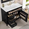 MAYEERTY 36" Bathroom Vanity Ceramic Sink Top Solid Wood MDF Flip Drawer Adjustable Shelf Metal Handles - 3 of 4