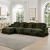 Modular L-Shaped Sectional Sofa with Flared Arms, Removable Ruffles Skirts & Movable Ottoman, Comfy Chenille Deep Seat Couch - 2 of 4