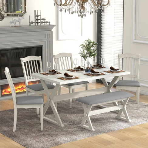 White rustic kitchen discount table