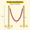Velvet Ropes and Posts, 5 ft Red Velvet Rope Crowd Control Barriers Gold Stanchions Post for Red Carpet, Parties, Wedding, Exhibition - 4 of 4