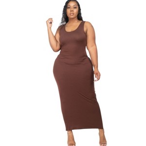 Slickblue Plus Size Solid Maxi Dress for Women, Sleeveless Stretch Jersey Knit, Casual Fit, 14 Colors Options, Size 1XL-3XL - 1 of 4