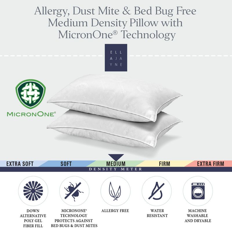 MicronOne Dust Mite, Bedbug, Allergen-Free Down Alternative Pillow, 1 of 7