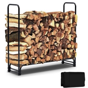 Heavy-Duty Outdoor Firewood Rack - Steel Log Stacking Rack for Indoor Fireplaces, Patio, Deck, and Garden Wood Storage - 1 of 4