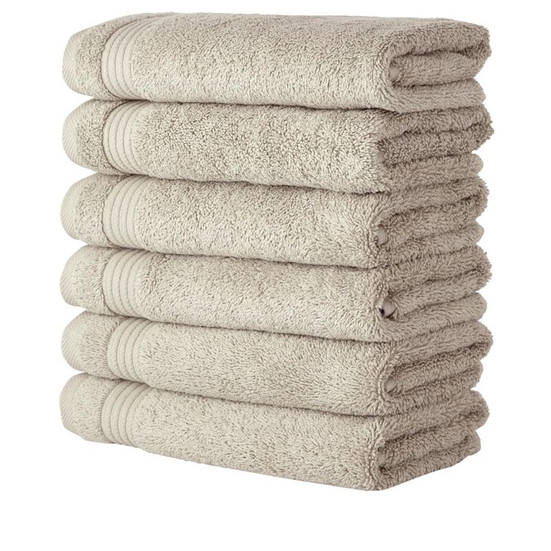 Classic Turkish Towels Amadeus 6 Piece Hand Towel Set - 16x27, Brown Rice, 1 of 7