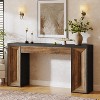 Tribesigns 63"Farmhouse Console Table, with Dual-Tone Design, Rectangular Wood Sofa Table Behind The Couch, for Hallway, Living Room,Black and Brown - 3 of 4