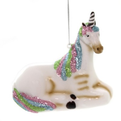 Holiday Ornaments 3.75" Laying Unicorn Glitter Regal  -  Tree Ornaments