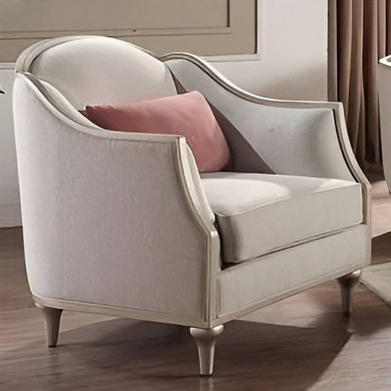 34&#34; Kasa Accent Chair Beige Linen/Champagne Finish - Acme Furniture, 1 of 8