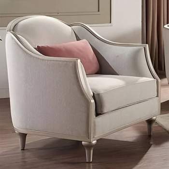34" Kasa Accent Chair Beige Linen/Champagne Finish - Acme Furniture