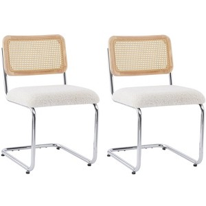 Nordlys Set of 2 Metal Dining Chairs with Cane Backs and Fabric Seats Modern Design Style Upholstery Dining Room - 1 of 4