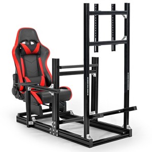 Dardoo Racing Simulator Cockpit with Monitor Mount & Red Seat, Adjustable for Logitech G29/G923 & Thrustmaster T300 (Wheel/Pedals Not Included) - 1 of 4