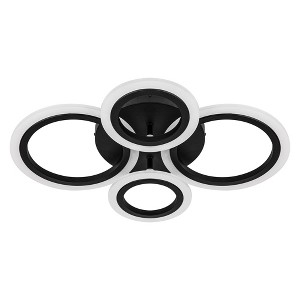 DORESshop Modern LED Flush Mount Ceiling Light, 4 Rings LED Black Lighting Fixture for Kitchen, Living Room, Bedroom, Laundry Room - 1 of 4