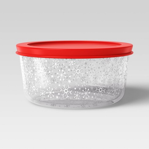Christmas Snowflake Glass Food Storage Container Red - Wondershop™ : Target