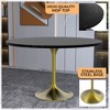 LeisureMod Verve Mid-Century Modern 48" Round Dining Table with MDF Top and Brushed Gold Pedestal Base for Dining Room and Kitchen - 3 of 4