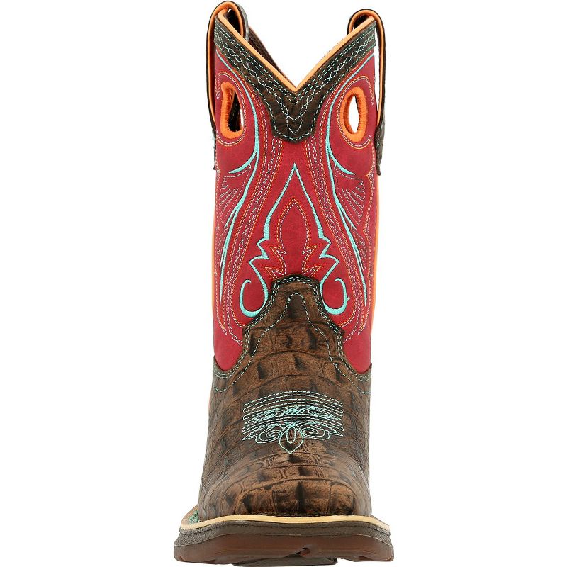 Lil' Rebel by Durango Kids Gator Emboss Red Western Boot, DBT0233, Red, 3 of 8