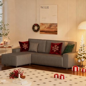 96" Corduroy L-Shaped Sectional Sofa - Oversized modern couch with 50" deep seat for living room & apartment. - 1 of 4