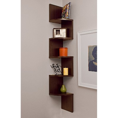 Command strip corner outlet shelf