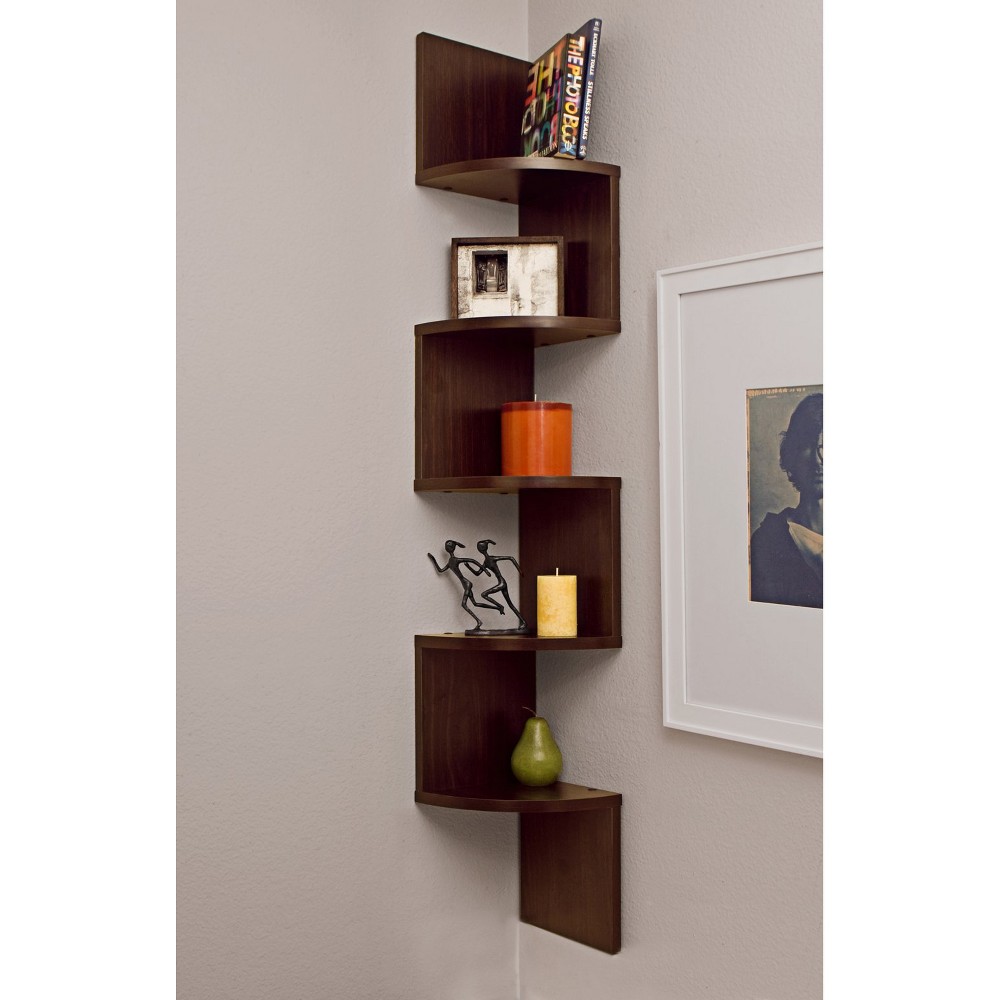 Photos - Kids Furniture 48.5" x 7.7" Zigzag Corner Shelf Walnut - Danya B.