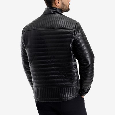 Мужские куртки X RAY Men's PU Quilted Jacket With Faux Shearling Lining in BLACK Size S — фото 2