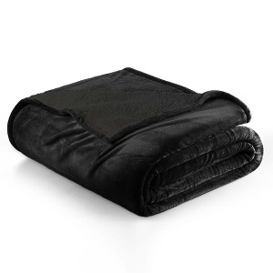 Velvet Plush Blanket with Faux Shearling Reverse - Great Bay Home - 1 of 4