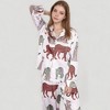 Anna-Kaci Lounge Women's Multicolored Leopard Print Pajama Set with Long Sleeve Notch Collar Top and Relaxed Straight Leg Bottoms - 3 of 4