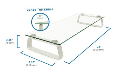 Clear Glass and Aluminum Desktop Monitor Riser Stand