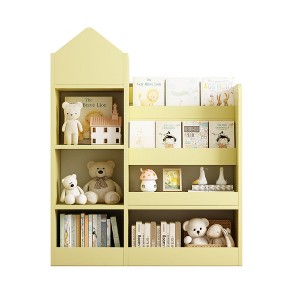 Yinvani Kids Wooden Bookshelf with 6 Compartments, Toys Shelf - 1 of 4