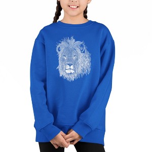 LA Pop Art Lion - Girl's Word Art Crewneck Sweatshirt - 1 of 3
